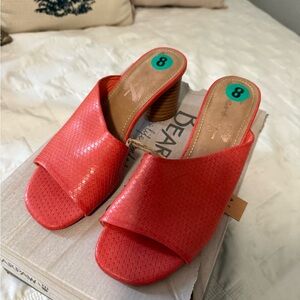Seven7 Red Woven Heeled Slides
